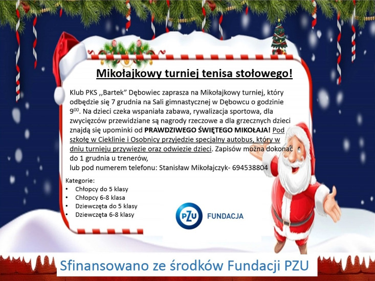 Mikołajkowy turniej tenisa stołowego!